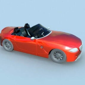 نموذج سيارة بي ام دبليو Z4 باللون الأحمر ثلاثي الأبعاد
