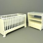 White Baby Crib Wooden