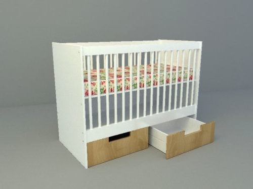 white baby crib with mattress and drawer
