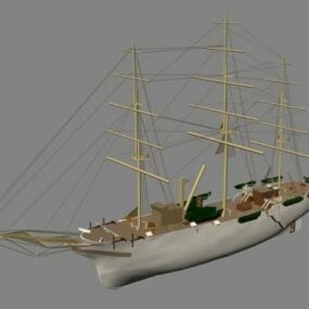 3D-Modell eines alten Seebarkenschiffs
