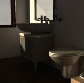 Grunnleggende bad med sanitær 3d-modell