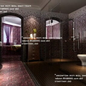 带马赛克墙的浴室内部3d模型