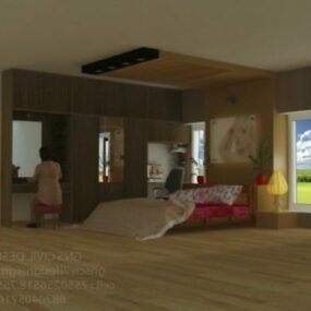 Projekt sypialni wiejskiej Wnętrze V1 Model 3D