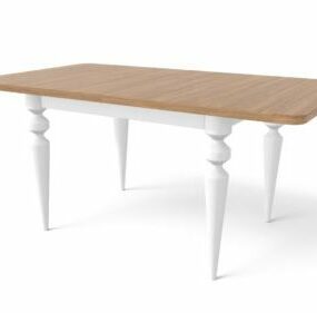 लकड़ी की डाइनिंग टेबल सफेद पैर 3डी मॉडल