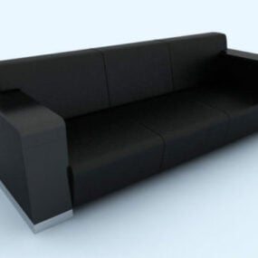 3 Seaters Black Sofa Furniture 3d model