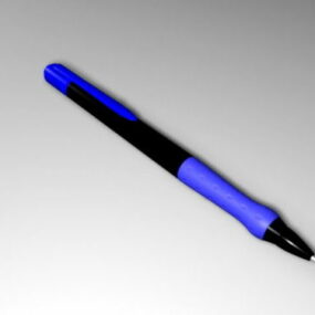 3д модель шариковой школьной ручки синего цвета