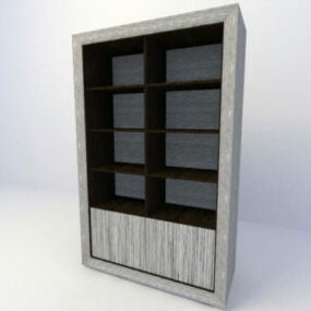 Tủ sách gỗ Mdf trắng mẫu 3d
