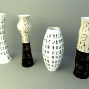 Garrafa de cerâmica com decoração moderna modelo 3d