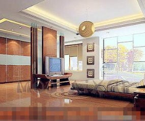Home Spacious Bedroom Interior 3d model