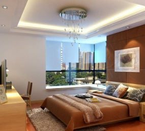 Bright Bedroom Modern Interior 3d model