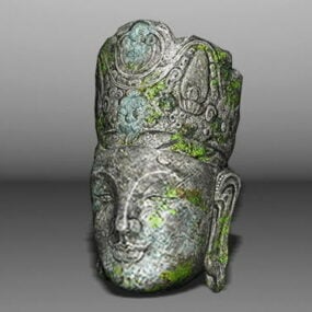 نموذج رأس بوذا المكسور القديم ثلاثي الأبعاد