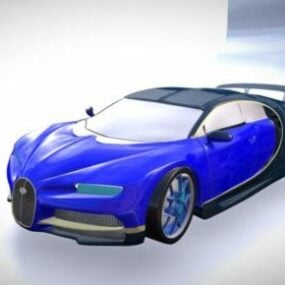 Model 3D niebieskiego samochodu Bugatti Veyron