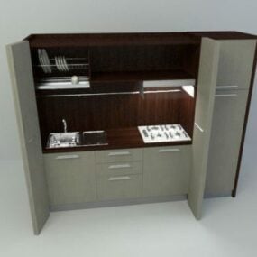 Construire dans une cuisine d'armoire en Mdf modèle 3D