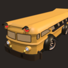 Sarjakuva keltainen linja-auto