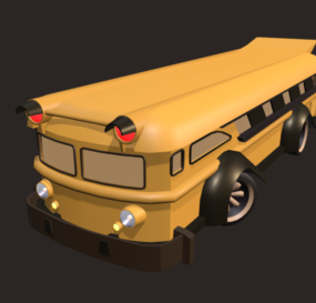 Kreslený 3D model žlutého autobusu