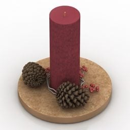Christmas Red Candle Decoration 3d model