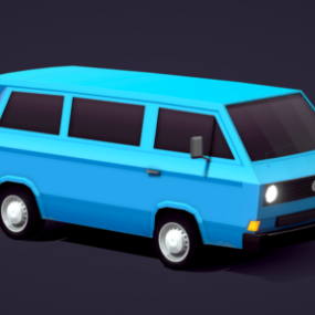 Lowpoly Animowany model 3D Volkswagena Van