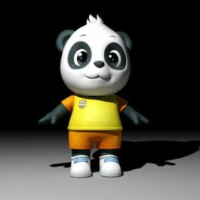 パンダの漫画のキャラクター Rigged 3dモデル