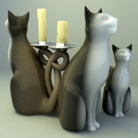 تزیین مجسمه گربه مدل سه بعدی