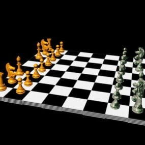 Μαύρο λευκό σκάκι τρισδιάστατο μοντέλο