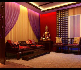 Mô hình phòng khách cổ điển Trung Quốc 3d