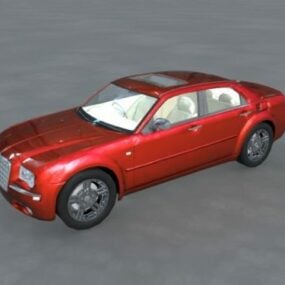 रेड क्रिसलर 300 सेडान कार 3डी मॉडल