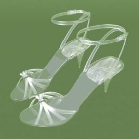 3д модель прозрачных босоножек на каблуке