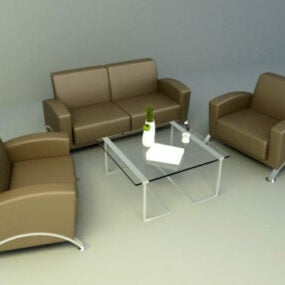 نموذج أريكة جلدية تجارية ثلاثية الأبعاد
