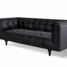 Sofa Black Leather 3 Seater