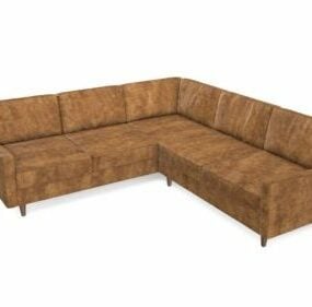 转角沙发棕褐色皮革3d模型
