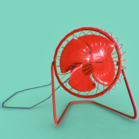 Ventilateur de bureau de couleur rouge modèle 3D