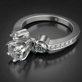 Modelo 3d de aliança de casamento de diamante e platina