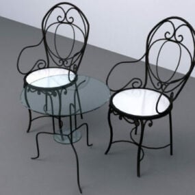 3д модель набора железных обеденных стульев
