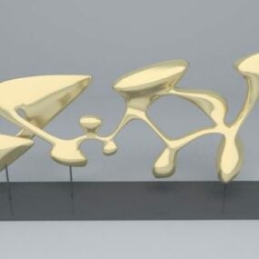 黄金の彫刻ディスプレイ装飾3Dモデル