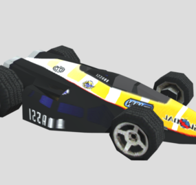 Mô hình 3d thiết kế xe đua màu vàng đen