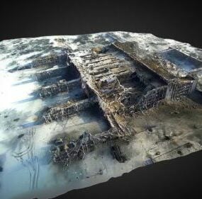 Modelo 3D da paisagem do terminal do aeroporto