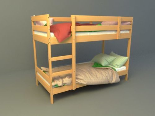 Dvojitá podkrovní postel dřevěná