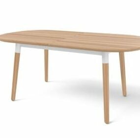 3д модель деревянного раздвижного обеденного стола из ясеня