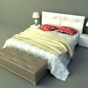 エレガントなデザインのベッドデザイン3Dモデル