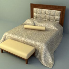 优雅的棕色床设计3d模型