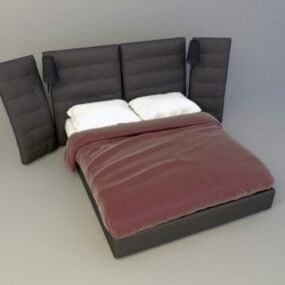 Modelo 3d de cama cinza com design elegante