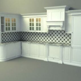 Elegantní bílý design kuchyně 3D model