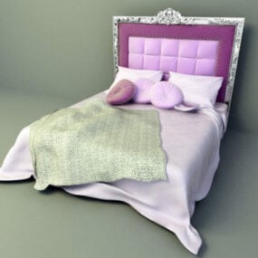 Elegante diseño de cama rosa modelo 3d