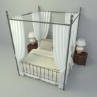 Elegant Poster Bed With Curtain