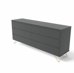 Grey Wide Chest Drawers Furniture 3d model