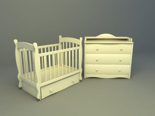 European Baby Crib With Drawer