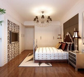 European Modern Bedroom Interior 3d model