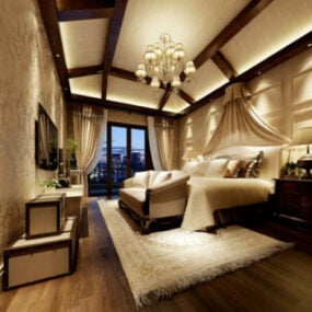 Exquisite Decoration Bedroom Interior 3d model