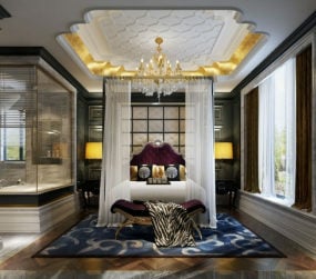 Luxury Palace Bedroom Interior 3D-malli