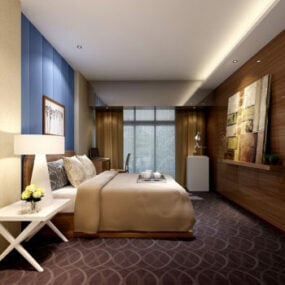 Interior de dormitorio simple y cómodo de moda modelo 3d